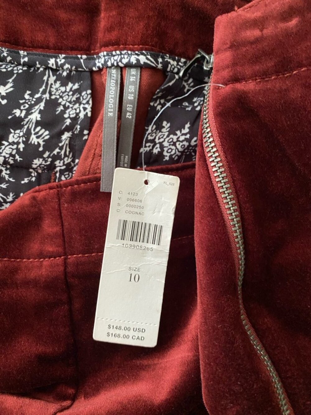 By Anthropologie Velvet Flare Pants SIZE 10 new nwt deep rust - Picture 2 of 8